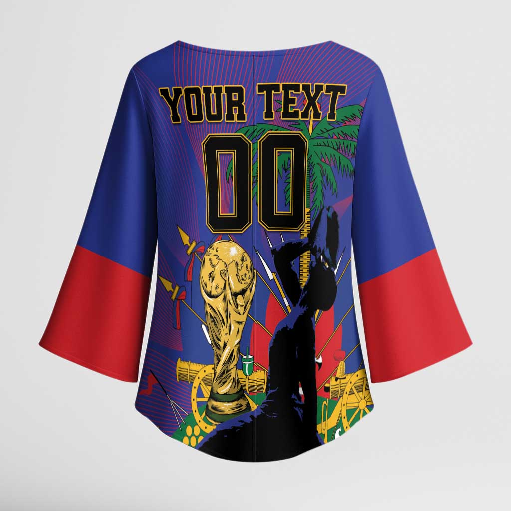 Custom Haiti World Football 2026 Kimono Sleeve Blouse Go Les Grenadiers - Wonder Print Shop