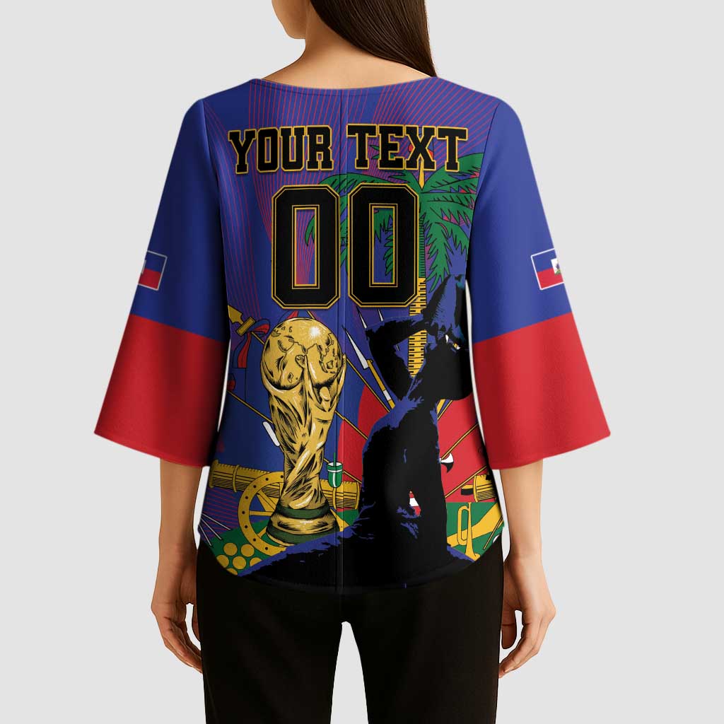 Custom Haiti World Football 2026 Kimono Sleeve Blouse Go Les Grenadiers - Wonder Print Shop