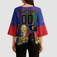 Custom Haiti World Football 2026 Kimono Sleeve Blouse Go Les Grenadiers - Wonder Print Shop