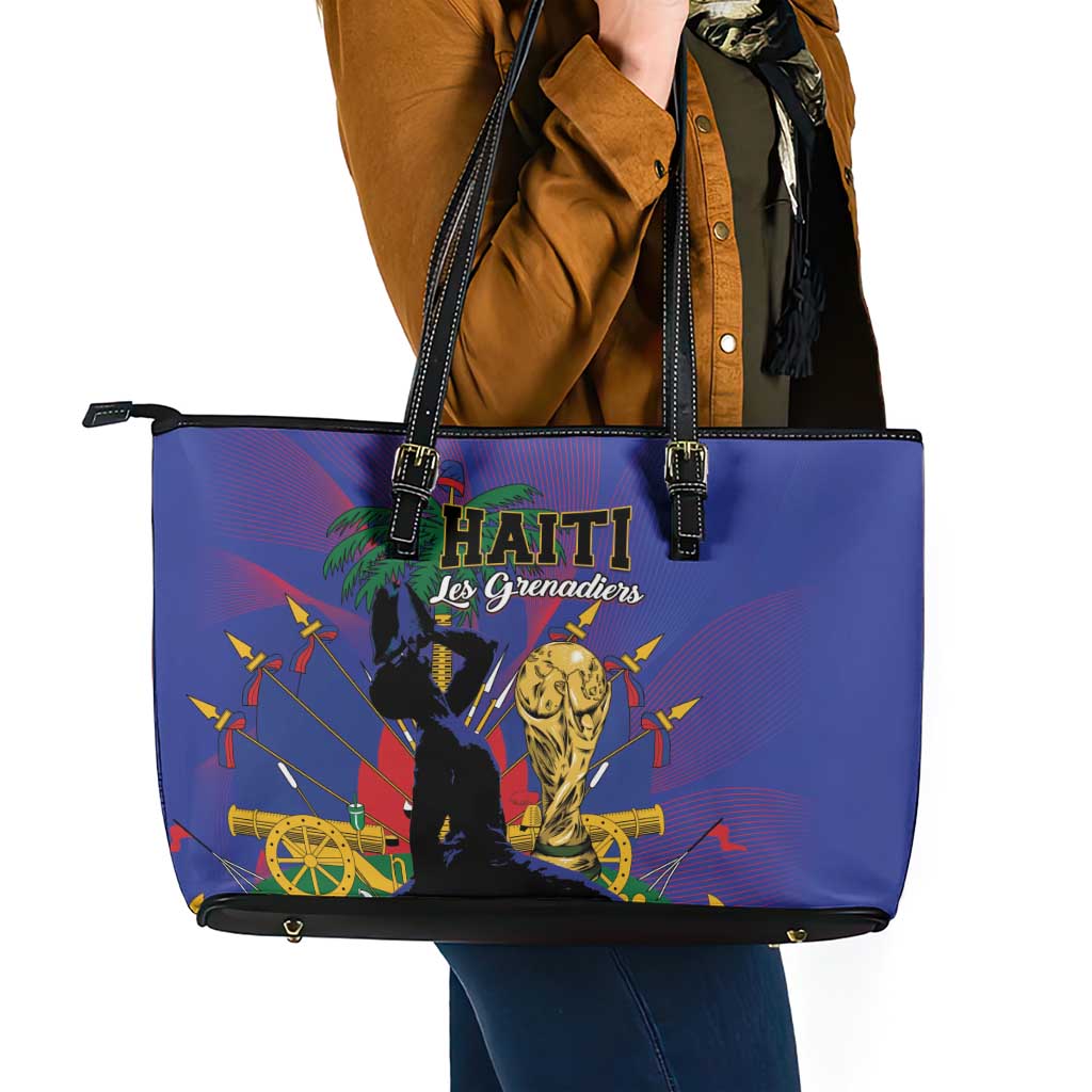 Haiti World Football 2026 Leather Tote Bag Go Les Grenadiers - Wonder Print Shop