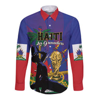 Custom Haiti World Football 2026 Long Sleeve Button Shirt Go Les Grenadiers - Wonder Print Shop
