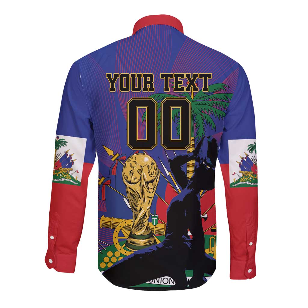 Custom Haiti World Football 2026 Long Sleeve Button Shirt Go Les Grenadiers - Wonder Print Shop