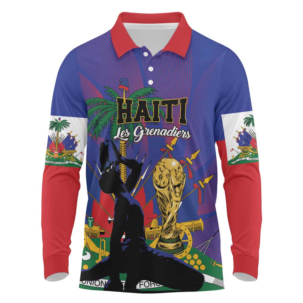 Custom Haiti World Football 2026 Long Sleeve Polo Shirt Go Les Grenadiers - Wonder Print Shop