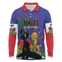 Custom Haiti World Football 2026 Long Sleeve Polo Shirt Go Les Grenadiers - Wonder Print Shop