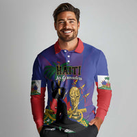 Custom Haiti World Football 2026 Long Sleeve Polo Shirt Go Les Grenadiers - Wonder Print Shop