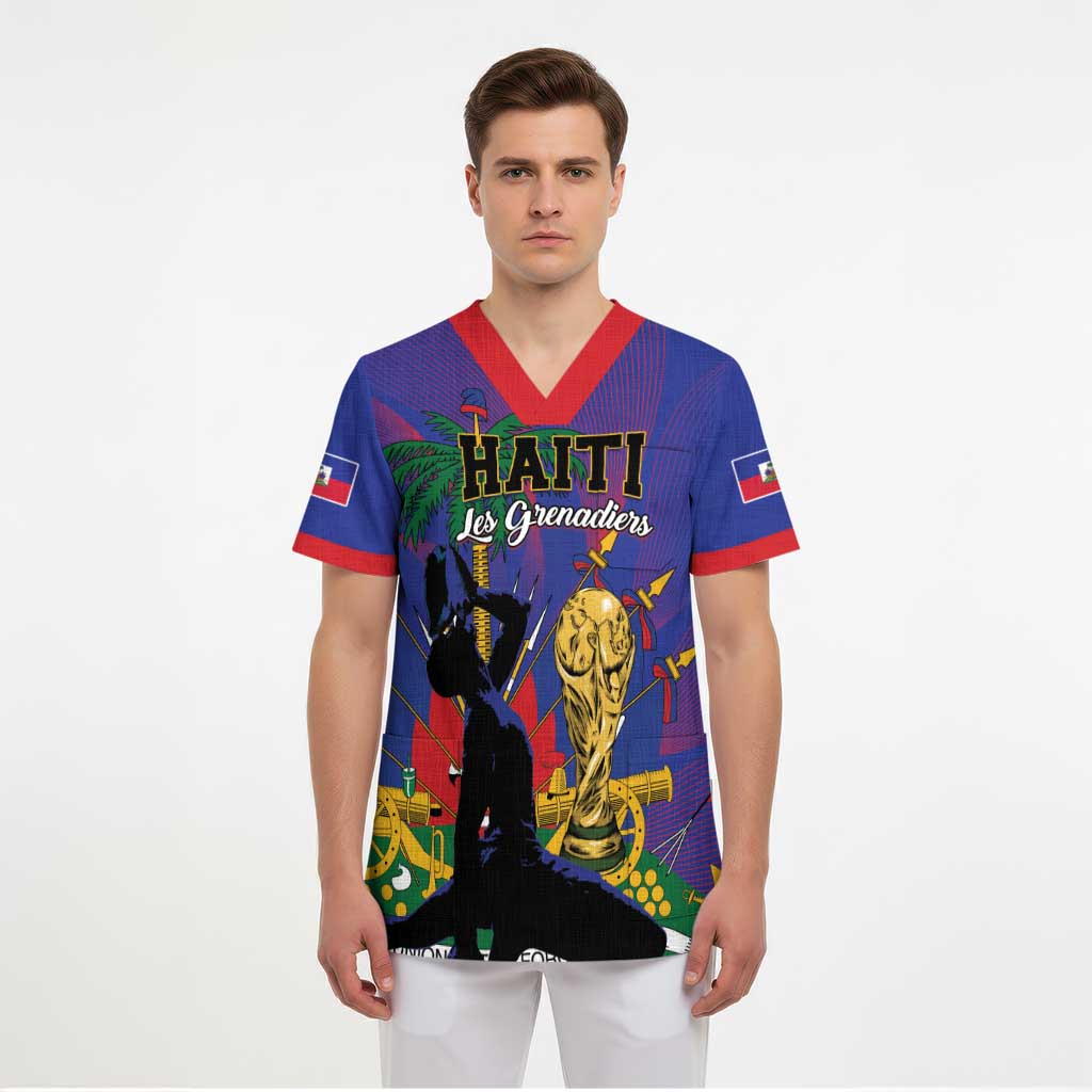 Custom Haiti World Football 2026 Scrub Top Go Les Grenadiers - Wonder Print Shop