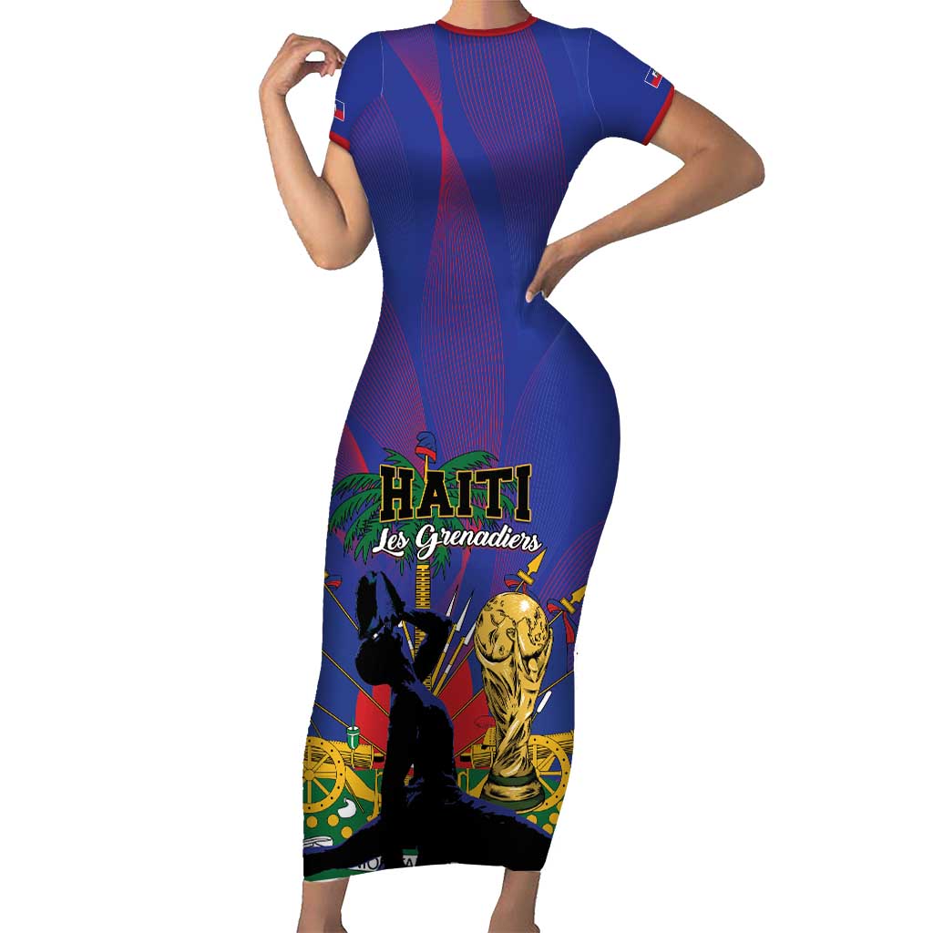Custom Haiti World Football 2026 Short Sleeve Bodycon Dress Go Les Grenadiers - Wonder Print Shop