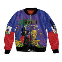 Custom Haiti World Football 2026 Sleeve Zip Bomber Jacket Go Les Grenadiers - Wonder Print Shop