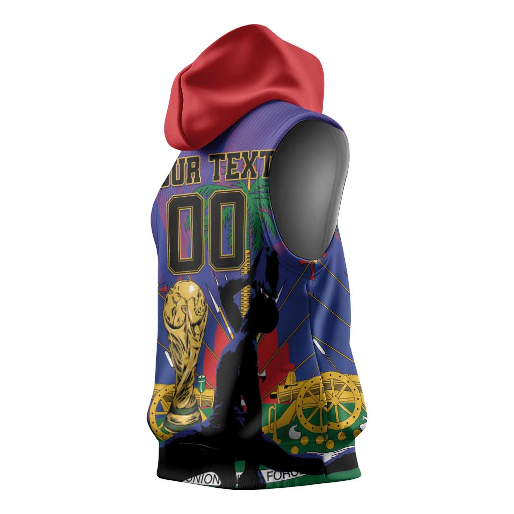 Custom Haiti World Football 2026 Sleeveless Hoodie Go Les Grenadiers - Wonder Print Shop