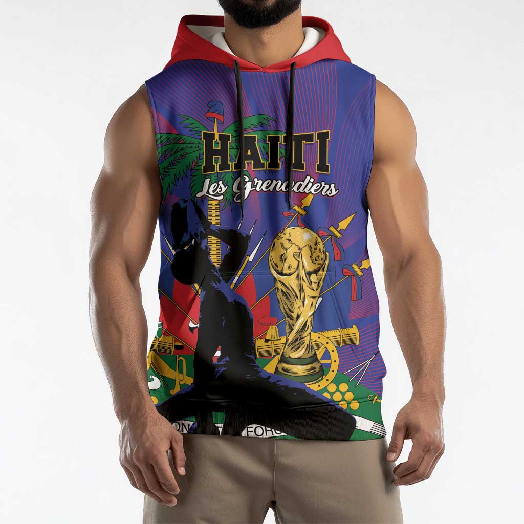 Custom Haiti World Football 2026 Sleeveless Hoodie Go Les Grenadiers - Wonder Print Shop