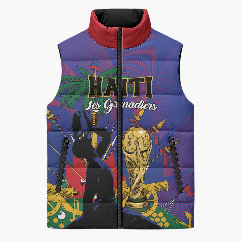 Custom Haiti World Football 2026 Sleeveless Puffer Jacket Go Les Grenadiers - Wonder Print Shop