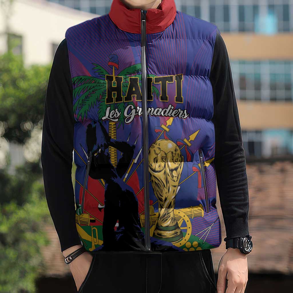 Custom Haiti World Football 2026 Sleeveless Puffer Jacket Go Les Grenadiers - Wonder Print Shop