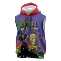 Custom Haiti World Football 2026 Sleeveless Zip Hoodie Go Les Grenadiers - Wonder Print Shop