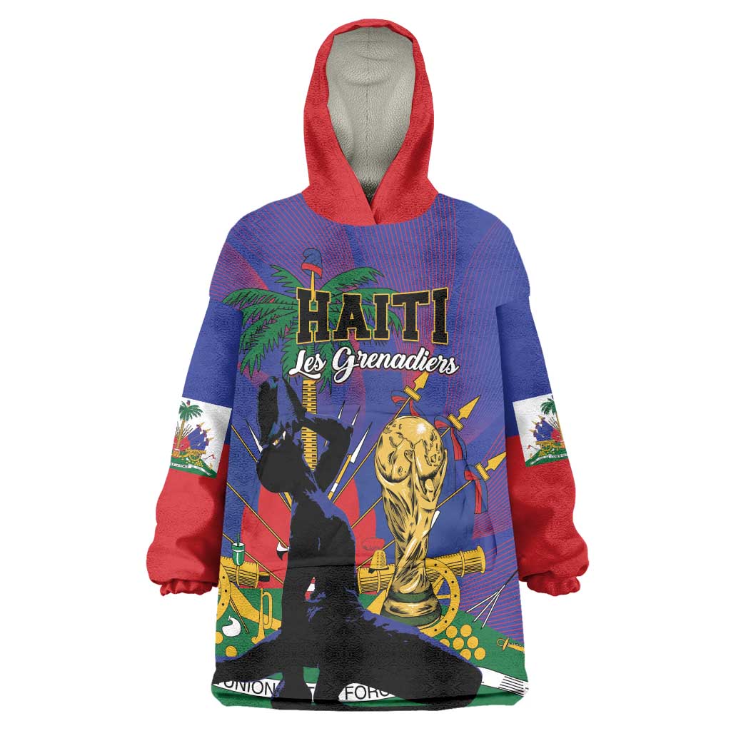 Custom Haiti World Football 2026 Wearable Blanket Hoodie Go Les Grenadiers - Wonder Print Shop