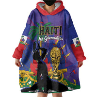 Custom Haiti World Football 2026 Wearable Blanket Hoodie Go Les Grenadiers - Wonder Print Shop
