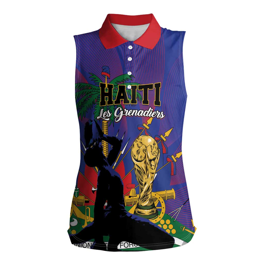Custom Haiti World Football 2026 Women Sleeveless Polo Shirt Go Les Grenadiers - Wonder Print Shop