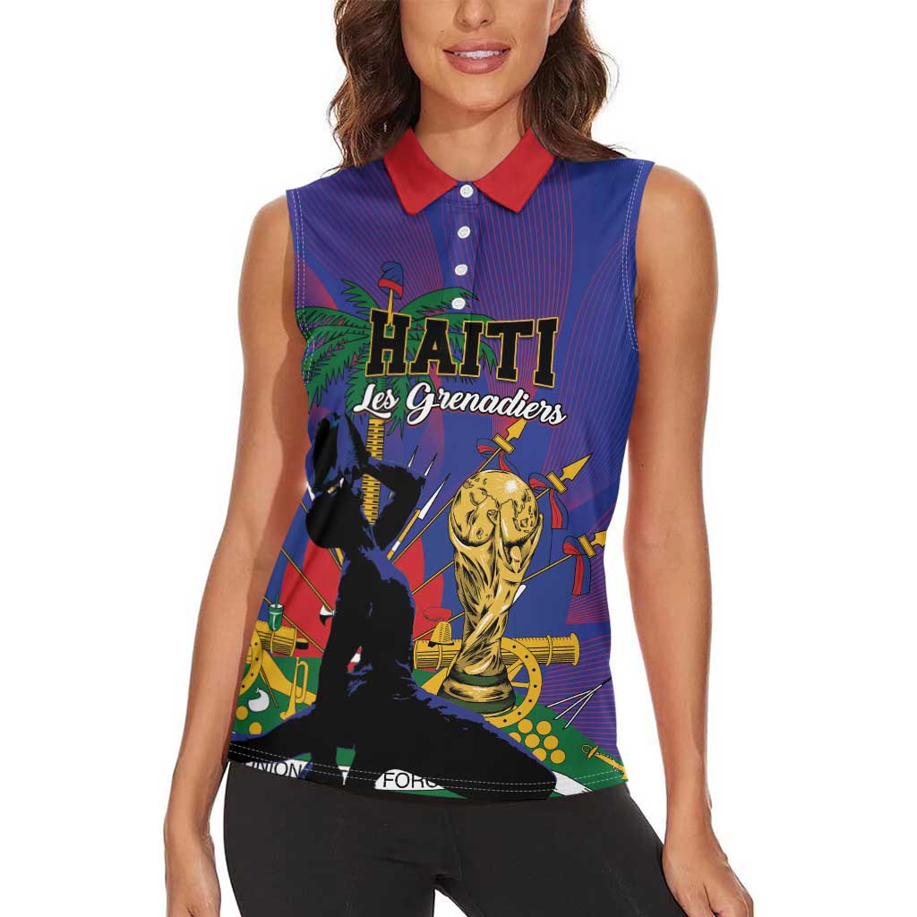Custom Haiti World Football 2026 Women Sleeveless Polo Shirt Go Les Grenadiers - Wonder Print Shop