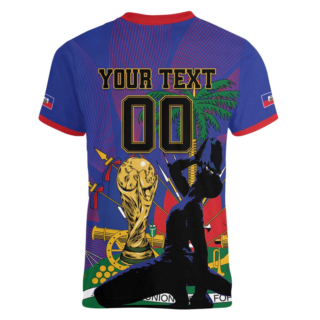 Custom Haiti World Football 2026 Women V-Neck T-Shirt Go Les Grenadiers - Wonder Print Shop