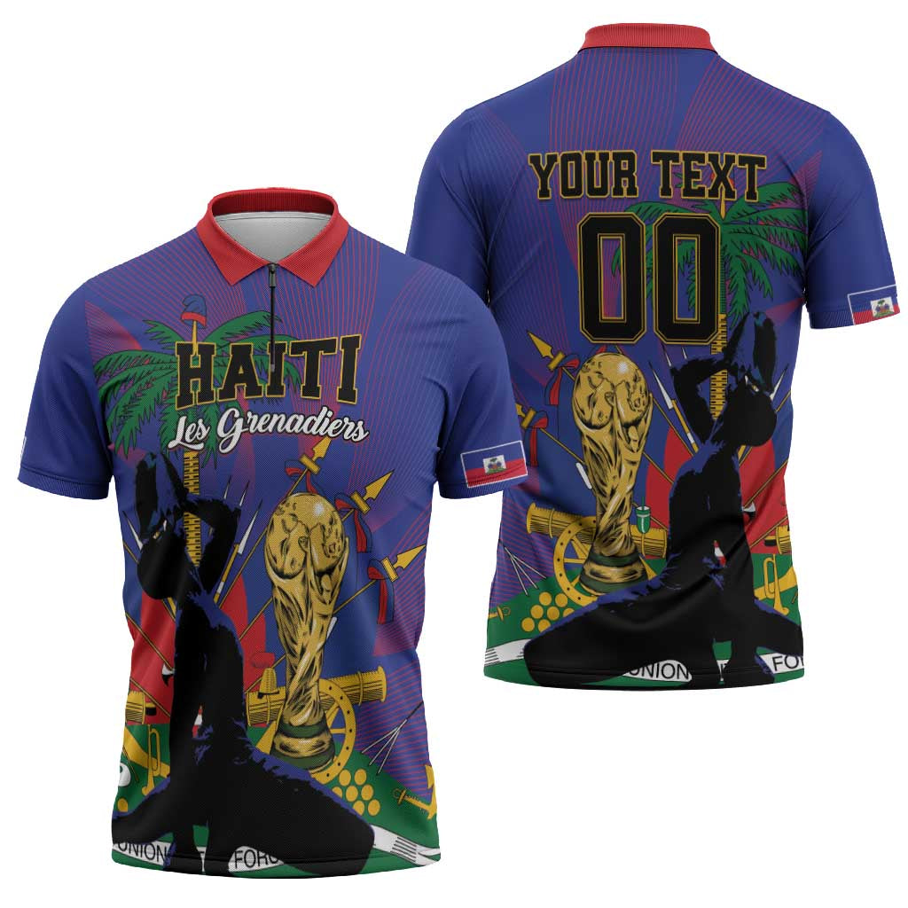 Custom Haiti World Football 2026 Zipper Polo Shirt Go Les Grenadiers - Wonder Print Shop