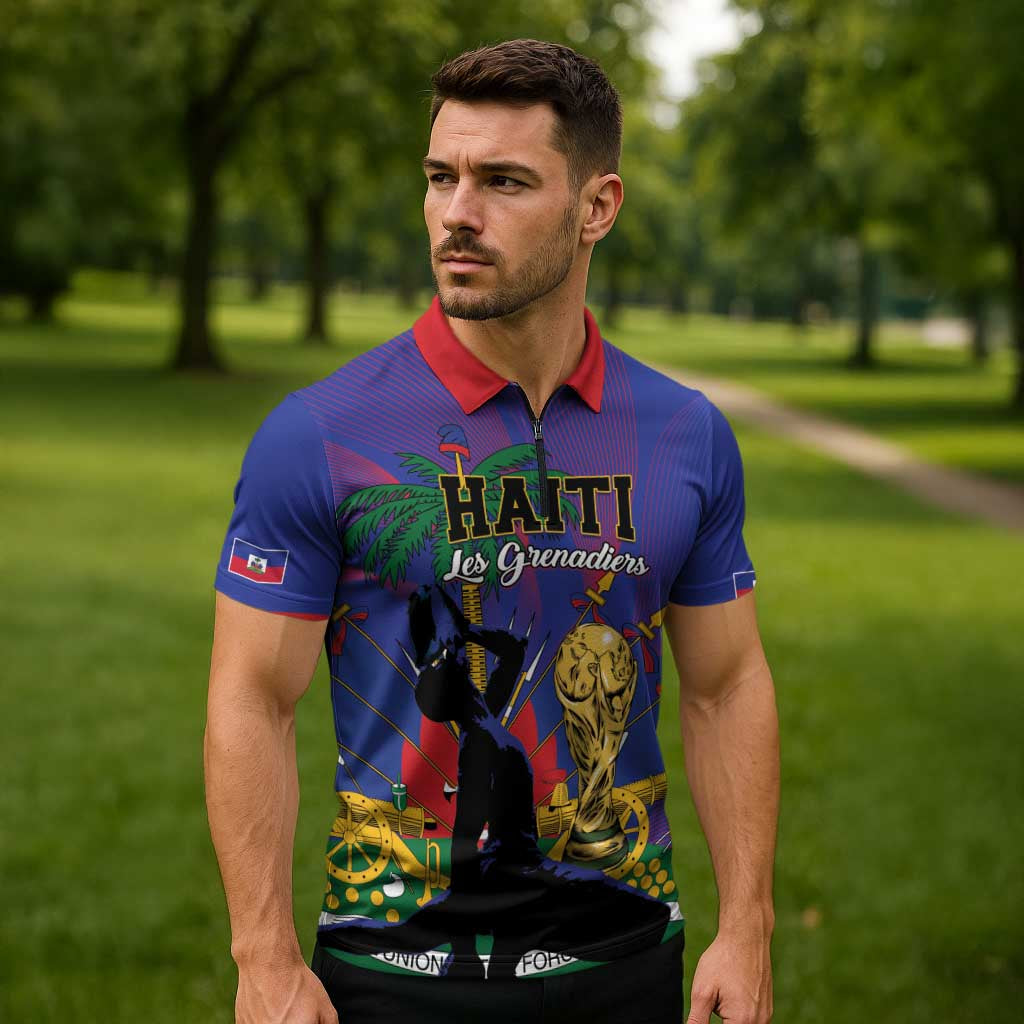 Custom Haiti World Football 2026 Zipper Polo Shirt Go Les Grenadiers - Wonder Print Shop