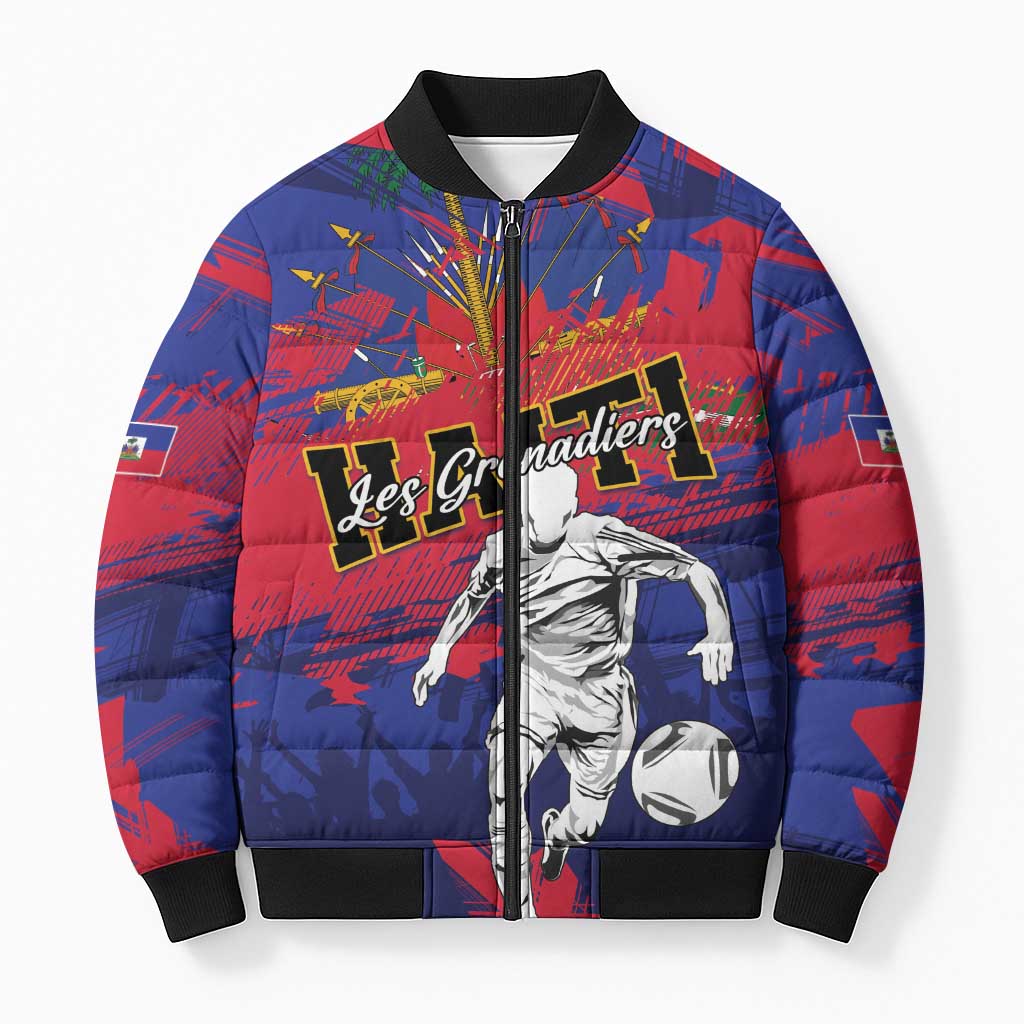 Custom Ekip Foutbol Ayiti 2026 Bomber Puffer Jacket Haiti Grenadye Alaso - Wonder Print Shop