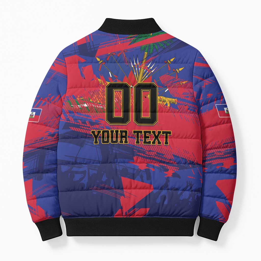 Custom Ekip Foutbol Ayiti 2026 Bomber Puffer Jacket Haiti Grenadye Alaso - Wonder Print Shop