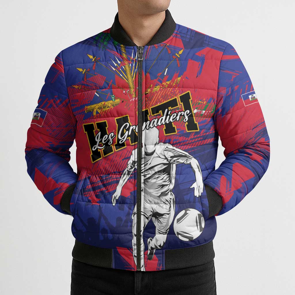 Custom Ekip Foutbol Ayiti 2026 Bomber Puffer Jacket Haiti Grenadye Alaso - Wonder Print Shop