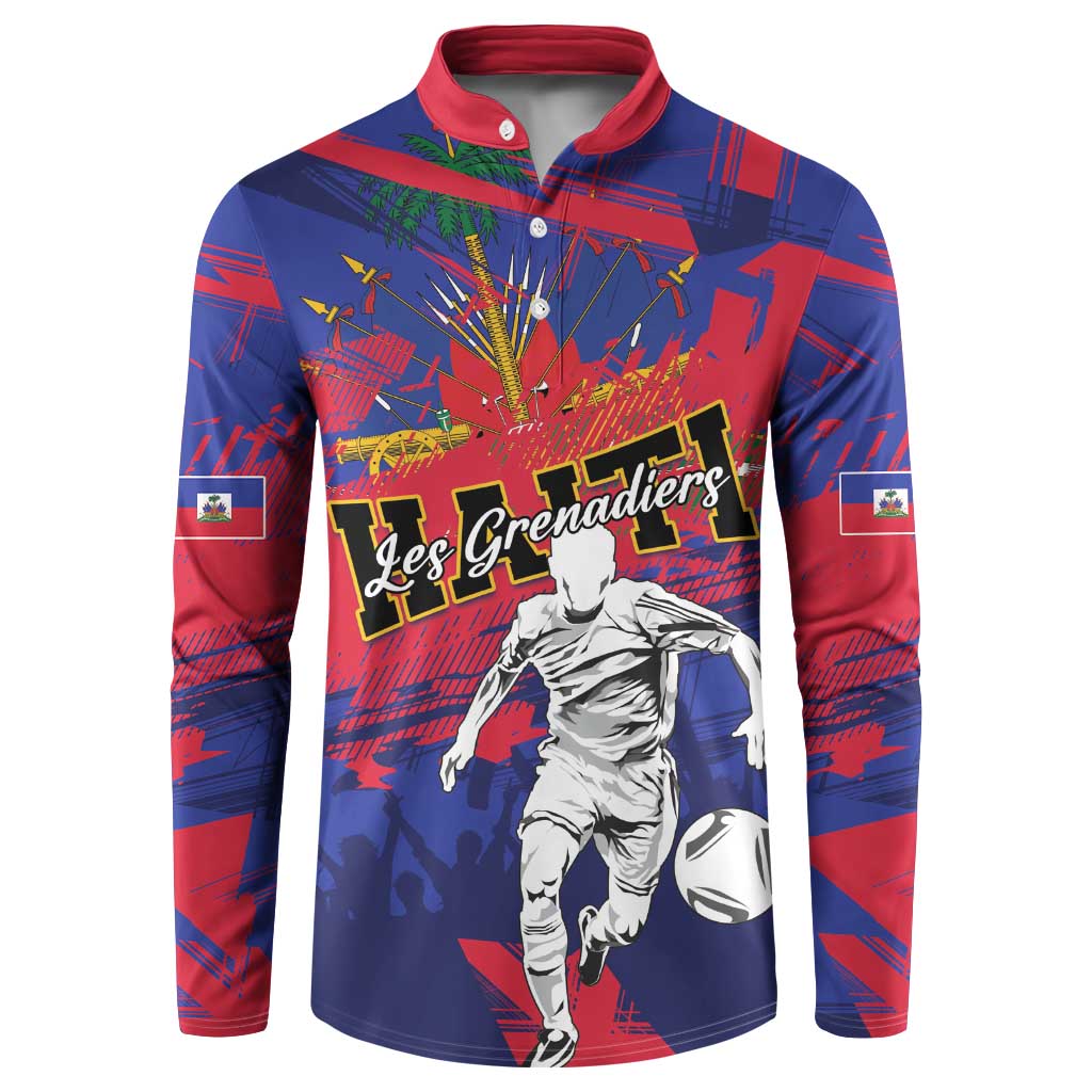 Custom Ekip Foutbol Ayiti 2026 Button Sweatshirt Haiti Grenadye Alaso - Wonder Print Shop