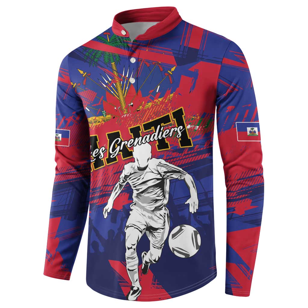 Custom Ekip Foutbol Ayiti 2026 Button Sweatshirt Haiti Grenadye Alaso - Wonder Print Shop