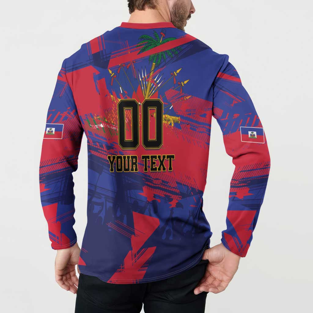 Custom Ekip Foutbol Ayiti 2026 Button Sweatshirt Haiti Grenadye Alaso - Wonder Print Shop