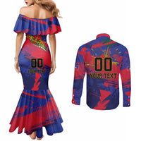 Custom Ekip Foutbol Ayiti 2026 Couples Matching Mermaid Dress and Long Sleeve Button Shirt Haiti Grenadye Alaso - Wonder Print Shop