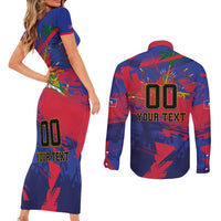 Custom Ekip Foutbol Ayiti 2026 Couples Matching Short Sleeve Bodycon Dress and Long Sleeve Button Shirt Haiti Grenadye Alaso - Wonder Print Shop