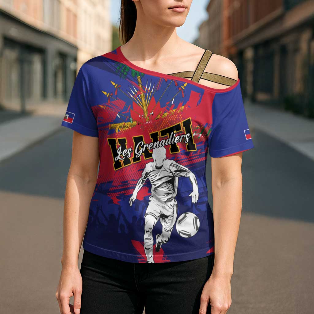 Custom Ekip Foutbol Ayiti 2026 Cross Shoulder Shirt Haiti Grenadye Alaso - Wonder Print Shop
