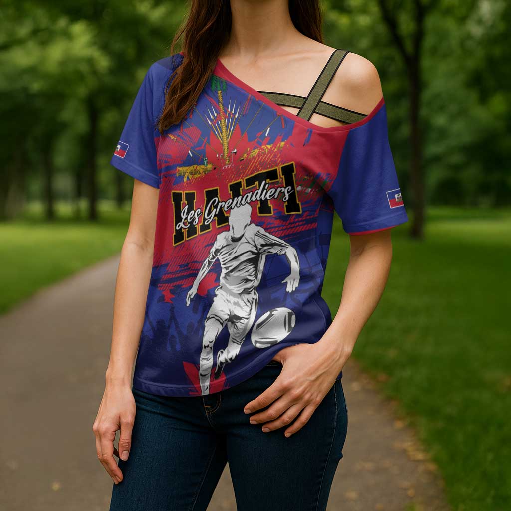 Custom Ekip Foutbol Ayiti 2026 Cross Shoulder Shirt Haiti Grenadye Alaso - Wonder Print Shop