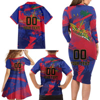 Custom Ekip Foutbol Ayiti 2026 Family Matching Long Sleeve Bodycon Dress and Hawaiian Shirt Haiti Grenadye Alaso - Wonder Print Shop