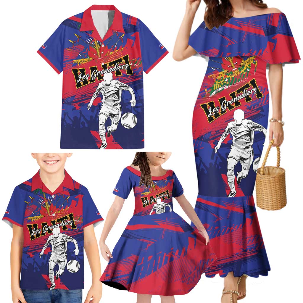 Custom Ekip Foutbol Ayiti 2026 Family Matching Mermaid Dress and Hawaiian Shirt Haiti Grenadye Alaso - Wonder Print Shop