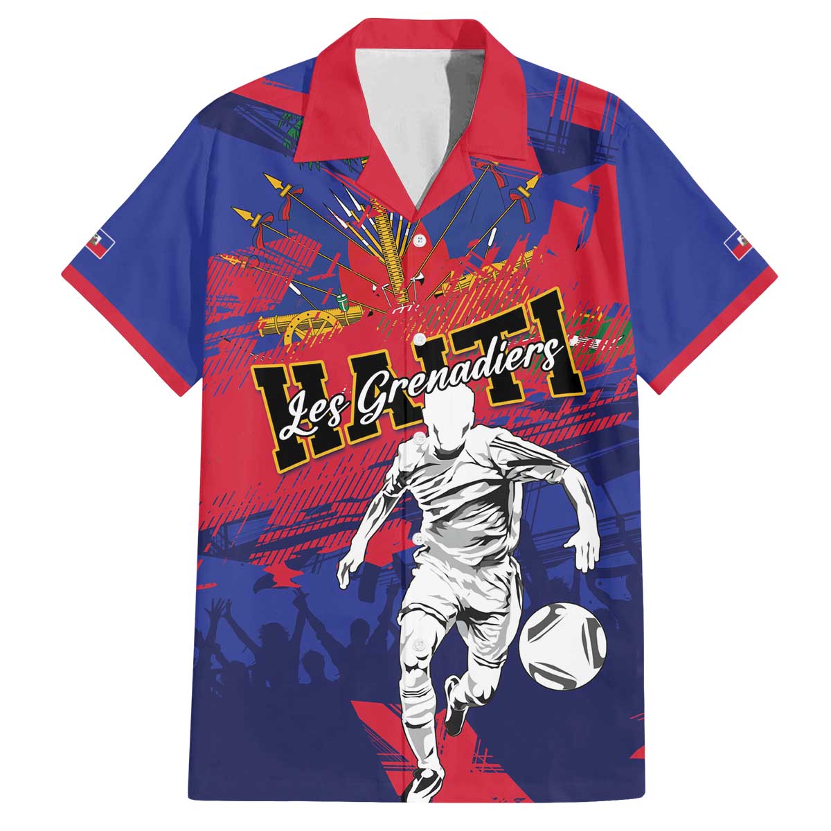 Custom Ekip Foutbol Ayiti 2026 Family Matching Off The Shoulder Long Sleeve Dress and Hawaiian Shirt Haiti Grenadye Alaso - Wonder Print Shop