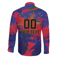 Custom Ekip Foutbol Ayiti 2026 Family Matching Off The Shoulder Long Sleeve Dress and Hawaiian Shirt Haiti Grenadye Alaso - Wonder Print Shop