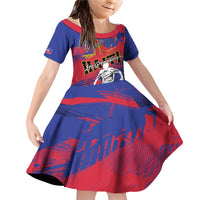 Custom Ekip Foutbol Ayiti 2026 Family Matching Off Shoulder Short Dress and Hawaiian Shirt Haiti Grenadye Alaso - Wonder Print Shop