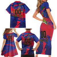 Custom Ekip Foutbol Ayiti 2026 Family Matching Short Sleeve Bodycon Dress and Hawaiian Shirt Haiti Grenadye Alaso - Wonder Print Shop