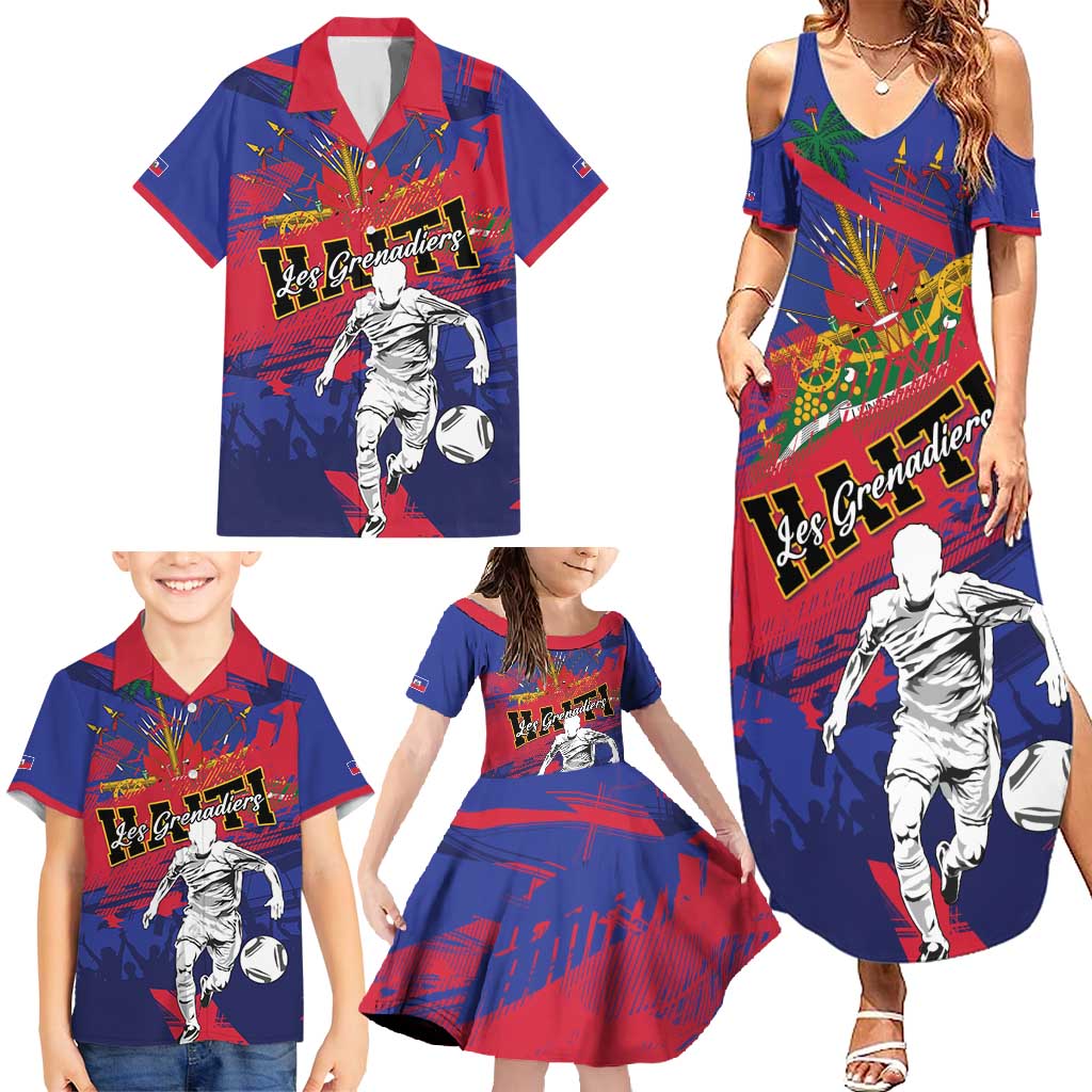 Custom Ekip Foutbol Ayiti 2026 Family Matching Summer Maxi Dress and Hawaiian Shirt Haiti Grenadye Alaso - Wonder Print Shop