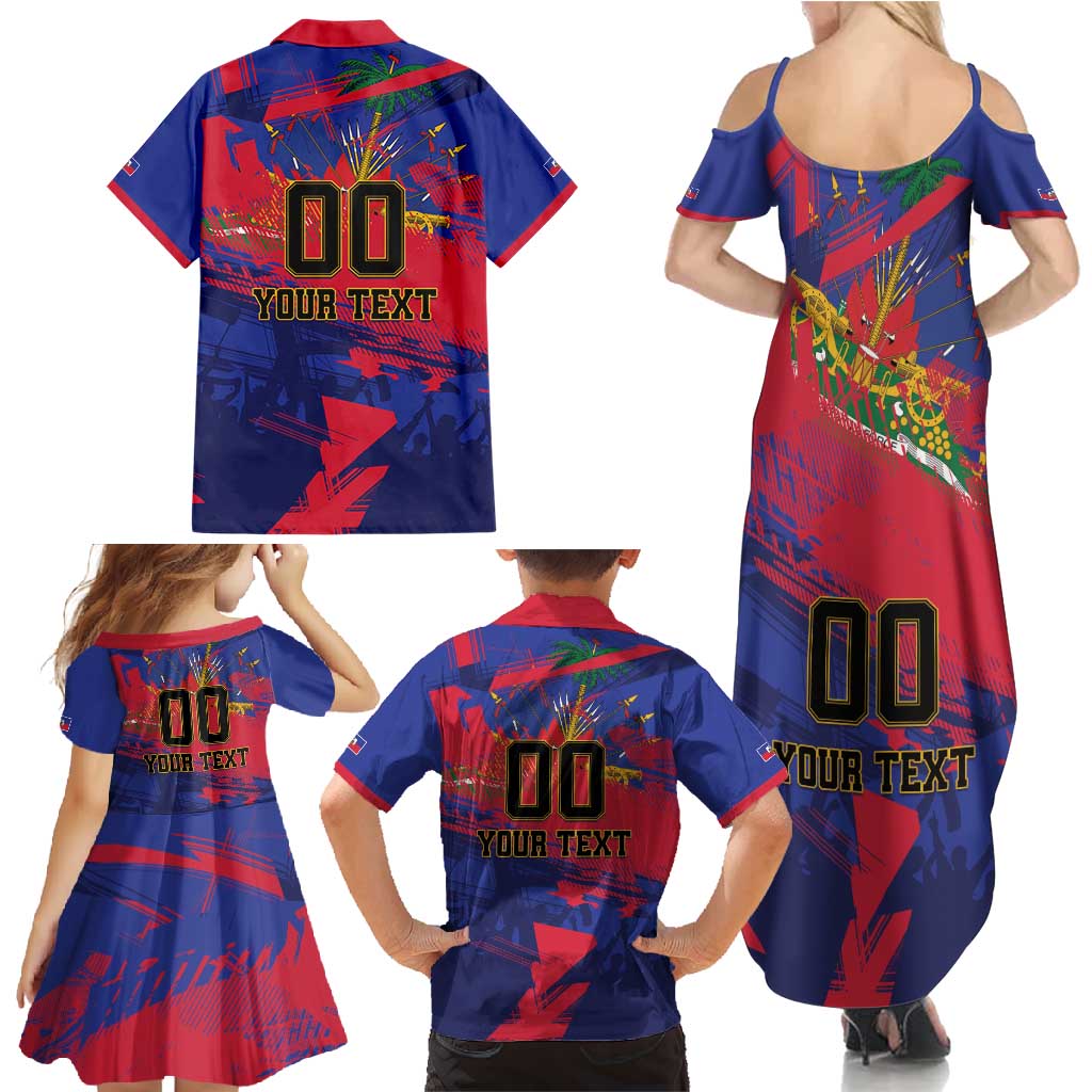 Custom Ekip Foutbol Ayiti 2026 Family Matching Summer Maxi Dress and Hawaiian Shirt Haiti Grenadye Alaso - Wonder Print Shop