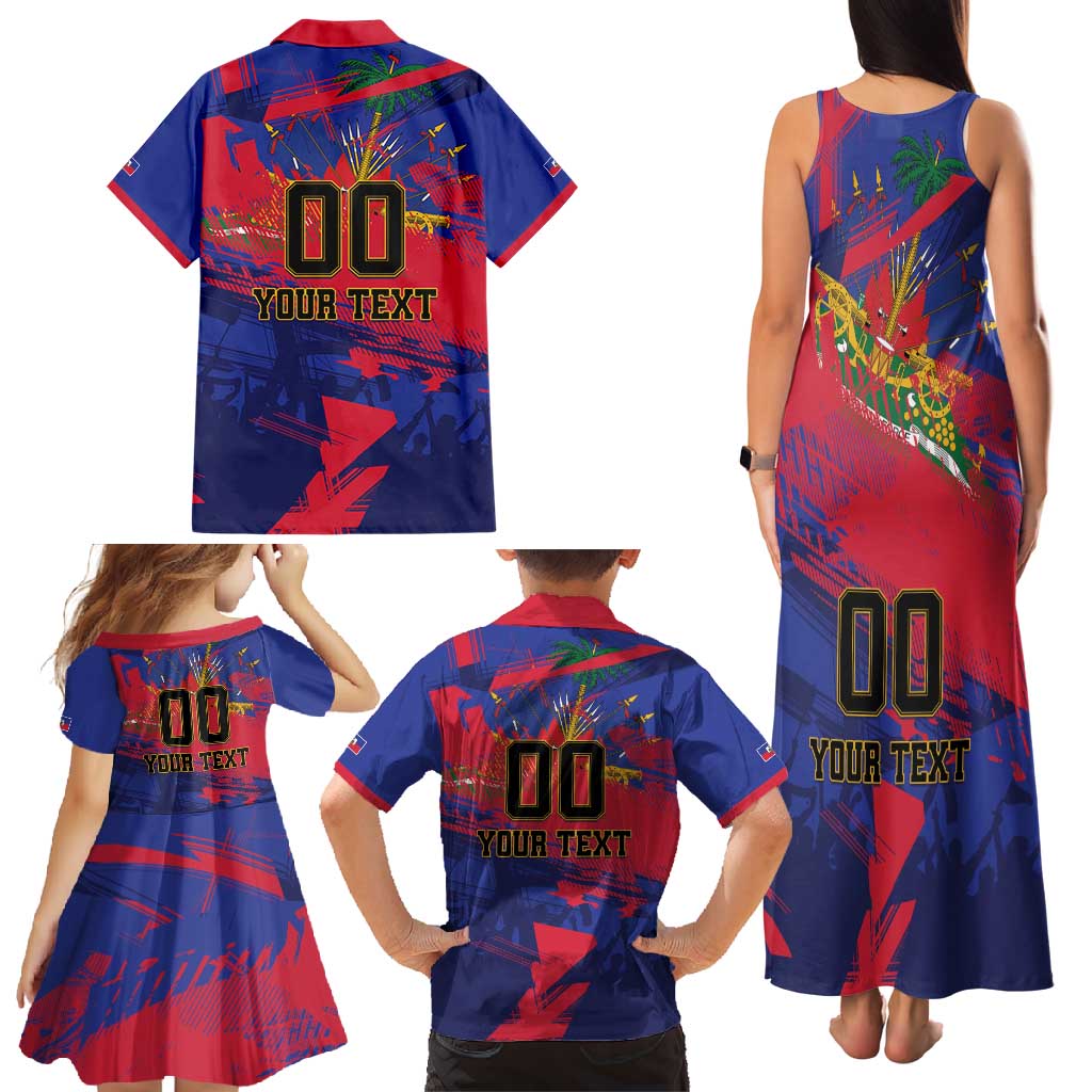 Custom Ekip Foutbol Ayiti 2026 Family Matching Tank Maxi Dress and Hawaiian Shirt Haiti Grenadye Alaso - Wonder Print Shop
