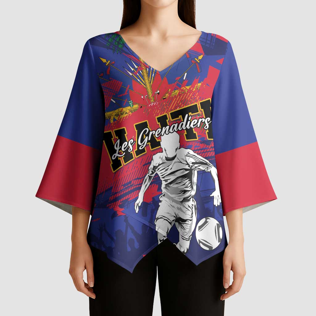 Custom Ekip Foutbol Ayiti 2026 Kimono Sleeve Blouse Haiti Grenadye Alaso - Wonder Print Shop