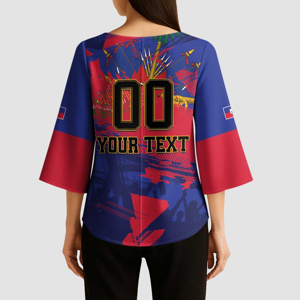 Custom Ekip Foutbol Ayiti 2026 Kimono Sleeve Blouse Haiti Grenadye Alaso - Wonder Print Shop