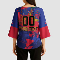 Custom Ekip Foutbol Ayiti 2026 Kimono Sleeve Blouse Haiti Grenadye Alaso - Wonder Print Shop