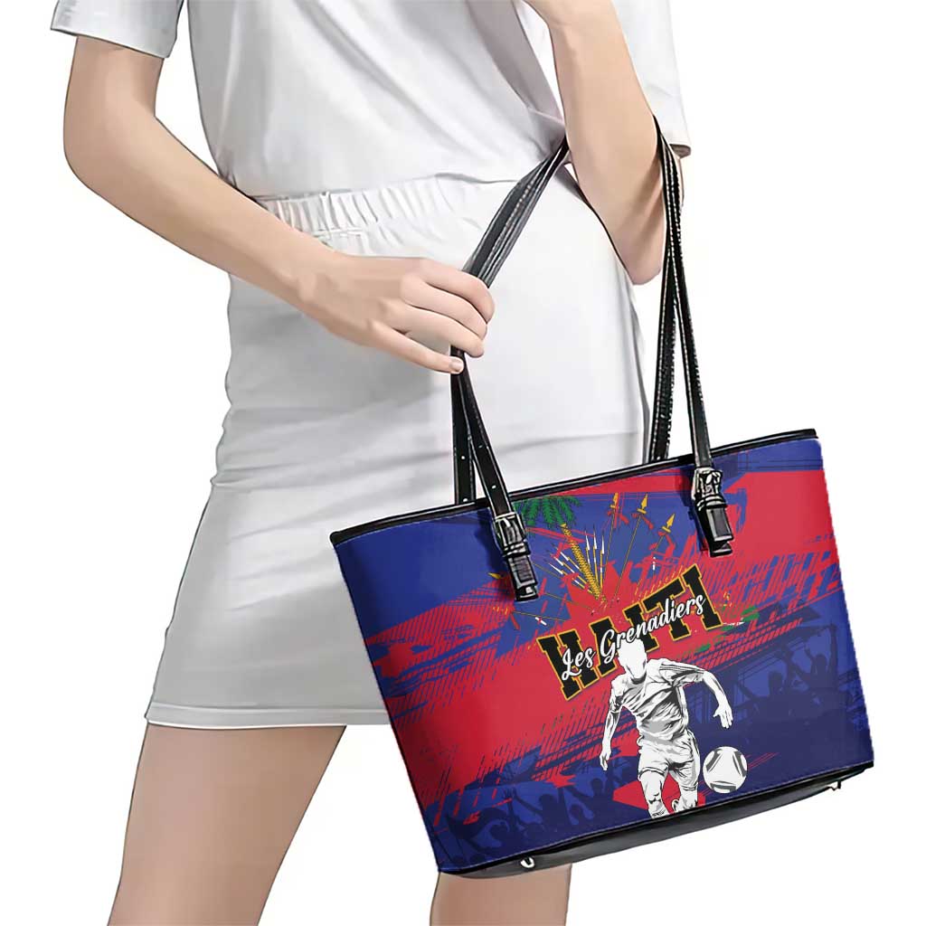 Ekip Foutbol Ayiti 2026 Leather Tote Bag Haiti Grenadye Alaso - Wonder Print Shop