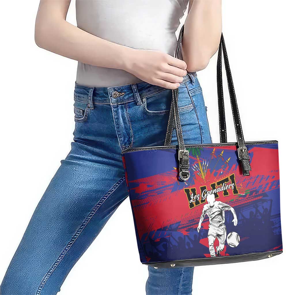 Ekip Foutbol Ayiti 2026 Leather Tote Bag Haiti Grenadye Alaso - Wonder Print Shop