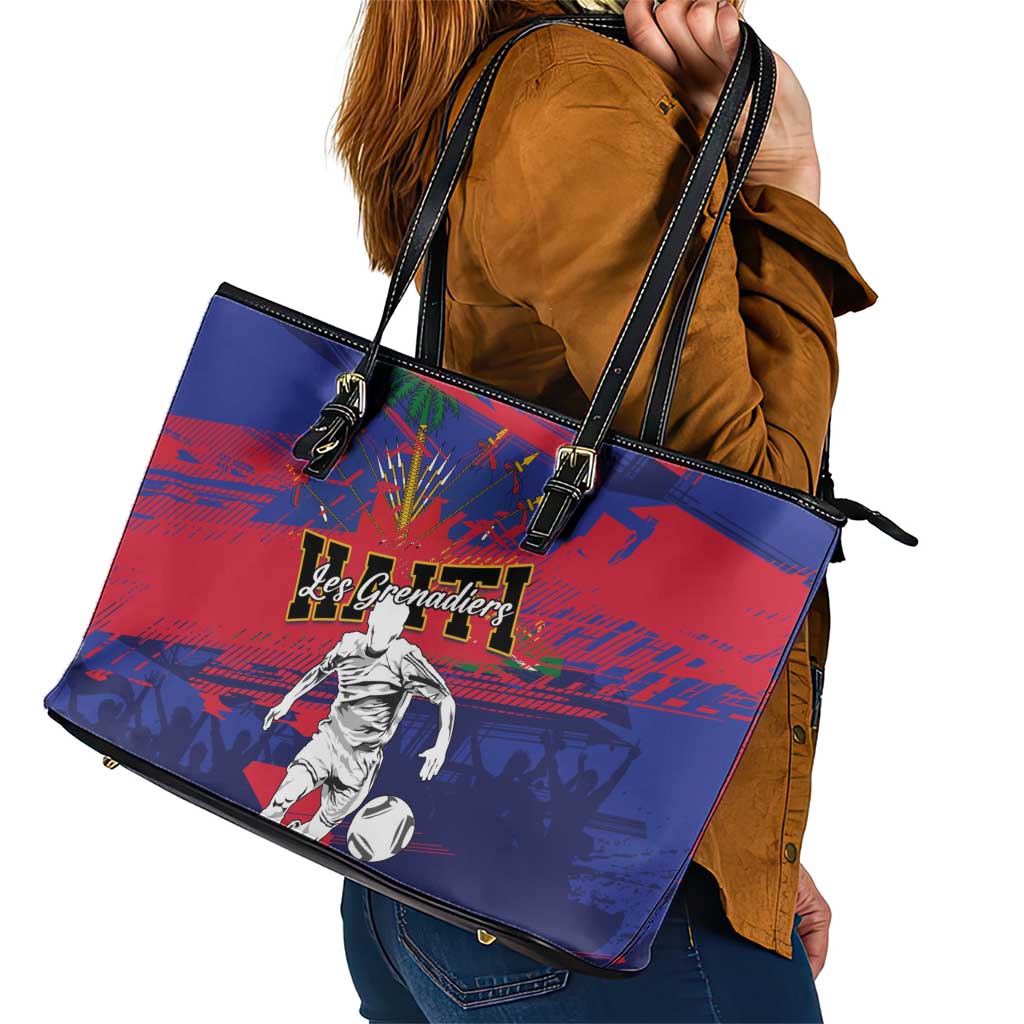 Ekip Foutbol Ayiti 2026 Leather Tote Bag Haiti Grenadye Alaso - Wonder Print Shop