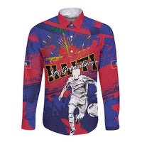 Custom Ekip Foutbol Ayiti 2026 Long Sleeve Button Shirt Haiti Grenadye Alaso - Wonder Print Shop